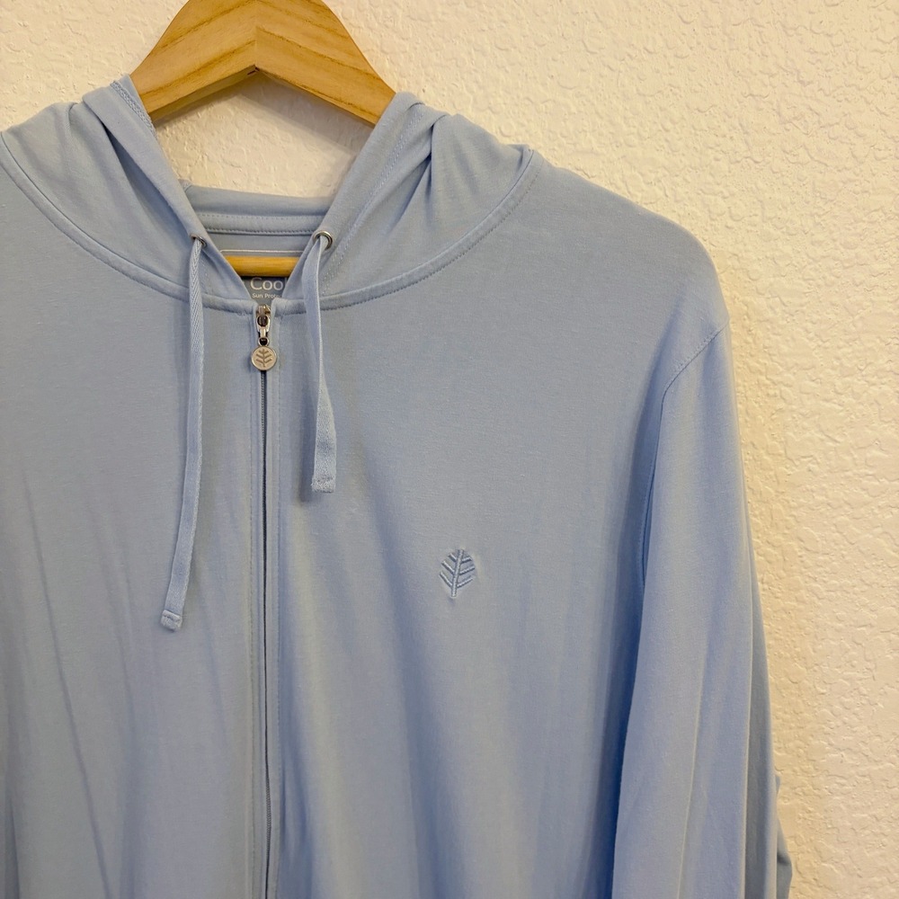 Coolibar Cabana Long Zip-Up Hoodie Women XL Coastal UPF 50 Bamboo Coverup Jacket - Picture 3 of 12